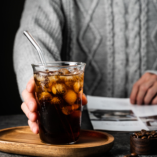 咖啡店耐高温透明玻璃水杯冰拿铁咖啡杯奶茶，冷饮品杯阔口高硼硅