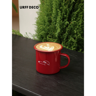 URFF DECO长鼻狗可爱创意礼物搪瓷杯大容量马克杯情侣咖啡水杯