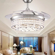 水晶隐形风扇灯，现代简约餐厅客厅隐形吊扇，灯led静音风扇灯