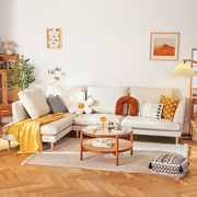 浅语全实木沙发现代简约橡木转角布艺可拆洗北欧小户型客厅家具