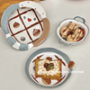 okmaji举个栗子可爱碗碟套装家用陶瓷餐具饭碗，沙拉菜盘早餐盘子