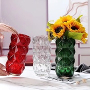 欧式水晶花瓶卢索圆形，家居装饰品轻奢摆件，插花器璀璨长方玻璃花瓶
