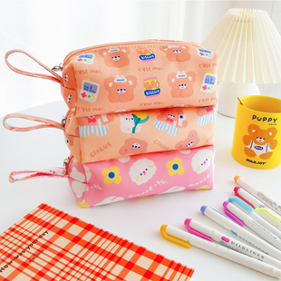 韩版大容量卡通笔袋可爱兔兔学生日系ins风手提文具袋化妆包收纳