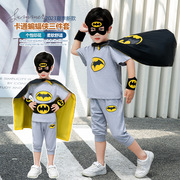 六一儿童节蝙蝠侠短袖，夏款幼儿园男童斗篷表演出cosplay衣服套装