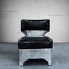 美式乡村复古做旧沙发太空铝板皮艺客厅休闲椅创意个性懒人沙发