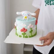 儿童宝宝周岁生日蛋糕装饰卡通大耳狗玉桂狗，摆件可爱小狗烘焙装扮