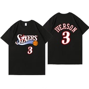 网眼速干费城76人艾弗森同款球衣投篮服美式篮球3号训练服短袖t恤