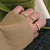 珍珠戒指3只装~组合三件套指环ins气质韩国甜美食指戒百搭素圈女