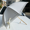 白色公主伞防晒伞时尚，花边可爱长柄，雨伞女彩胶防晒复古简约遮阳伞