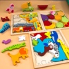 儿童大块立体拼图卡通恐龙动物水果认知配对积木宝宝益智早教玩具