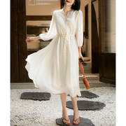 高端小众白色仙女裙夏季高级感刺绣气质宽松显瘦遮肚长裙旅游