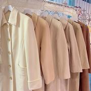 日本制古着vintage复古白色，驼色系羊毛，羊绒呢手工制中长大衣冬季