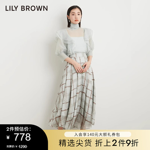 LILY BROWN春夏款 格纹高腰不规则雪纺半身裙LWFS232029