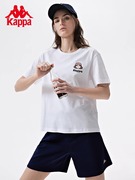 Kappa卡帕女子2024春季运动休闲印花圆领短袖T恤K0D42TD89