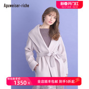 apuweiser-riche秋冬含羊毛，90%浴袍风，腰带大翻领外套21321130