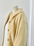 极速糖果色黄色连帽毛呢，大衣女秋季双面，羊绒外套感设计感小众秋冬