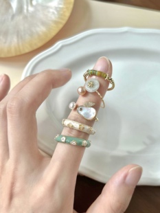 小兔子珍珠戒指2022年潮，赫本风网红指环，女小众设计高级感