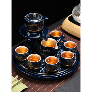 高档茶具套装家用景德镇时来运转茶盘自动懒人泡茶具茶杯