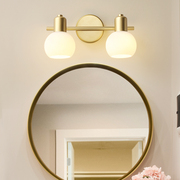 北欧全铜镜前灯浴室卫生间镜柜专用镜子灯洗漱台LED奶油风墙壁灯