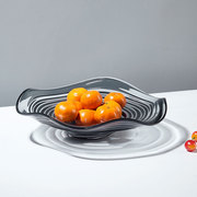 水晶琉璃水果盘客厅家用茶几，玻璃摆件意式极简轻奢高档水果盘