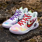 球鞋定制nikekdtrey5街头涂鸦渐变色白紫中帮复古男女篮球鞋