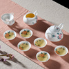 千红窑醴陵陶瓷手绘功夫瓷器，桃花茶具套装家用简约整套茶具