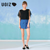 UGIZ夏季韩版女装休闲宽松上衣纯色蕾丝圆领T恤女UBTC622-5