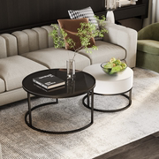 简约时尚圆形玻璃茶几组合小户型，客厅设计民宿网红沙发休闲咖啡桌