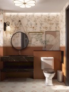 法式复古风卫生间花砖，焦糖色植物墙砖厕所，浴室阳台瓷砖厨房地砖