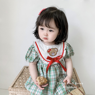 婴儿韩版夏装可爱小熊公主，裙儿童甜美裙子女，宝宝夏薄款周岁连衣裙