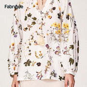 Fabrique 花卉印花插肩灯笼袖衬衫2023夏季精致设计感上衣女