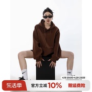 ichmode高级慵懒风，纯色复古百搭卫衣oversize休闲连帽套头上衣女