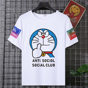 哆啦A梦叮当猫机器猫情侣装夏季2021短袖男T恤设计感小众宽松