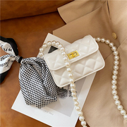 希儿小铺小香珍珠链条，包包2022春夏白色小包，斜挎小方包菱格包