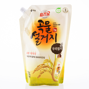 韩国进口爱敬洗洁精，黄色米糠天然洗涤灵，袋装1200ml大容量