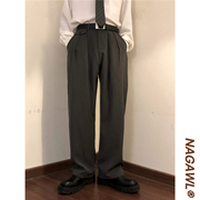 nagawl2022秋季美式复古宽松直筒，垂坠感灰色西裤男长裤高级感