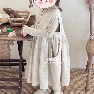 韩国童装女童背心裙春季宝宝，韩版宽松花朵连衣裙儿童无袖裙子