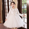 儿童粉色蓬蓬公主裙子花童白色，婚纱裙女童礼服连衣裙套装表演出服