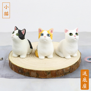 小猫咪陶瓷摆件创意装饰品，可爱加菲猫公仔办公室，桌面工位摆设礼物