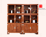 刺猬紫檀书橱实木家具，现代简约新中式书架，苏作花梨木红木玻璃书柜