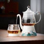 耐高温玻璃半自动茶具套装懒人家用茶壶功夫茶杯冲绿茶，泡红茶茶器