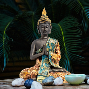 泰国佛像摆件释迦摩尼佛头，客厅玄关东南亚风格泰式酒店餐厅装饰品
