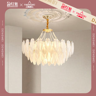 灯魅轻奢客厅吊灯法式餐厅卧室灯，美式复古水晶玻璃创意个性羽毛灯