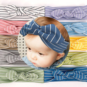 欧美儿童饰品柔软舒适条纹，兔耳朵头巾，可爱公主婴儿束发带