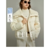 ELLE白色设计感气质短款羽绒服女2023冬装小个子轻薄保暖外套