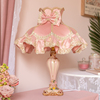 欧式女孩结婚房创意少女心温馨粉色，台灯卧室床头灯高档奢华公主粉