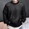 2024秋季男士长袖网眼镂空毛衣打底衫套头针织衫Men knitwear