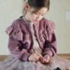 韩国女童针织开衫外套春秋2024儿童，女孩洋气菲边甜美毛衣上衣