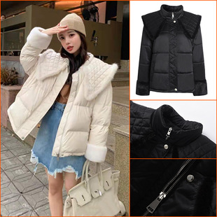 羽绒棉服女款冬季韩版短款加厚面包服小个子菱格轻薄棉衣外套