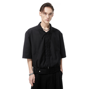 ETERNITY ITA 22SS 小众设计黑色翻领短袖拉链款衬衫上衣短款外套